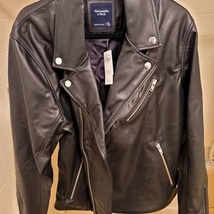 Mens leather biker jacket